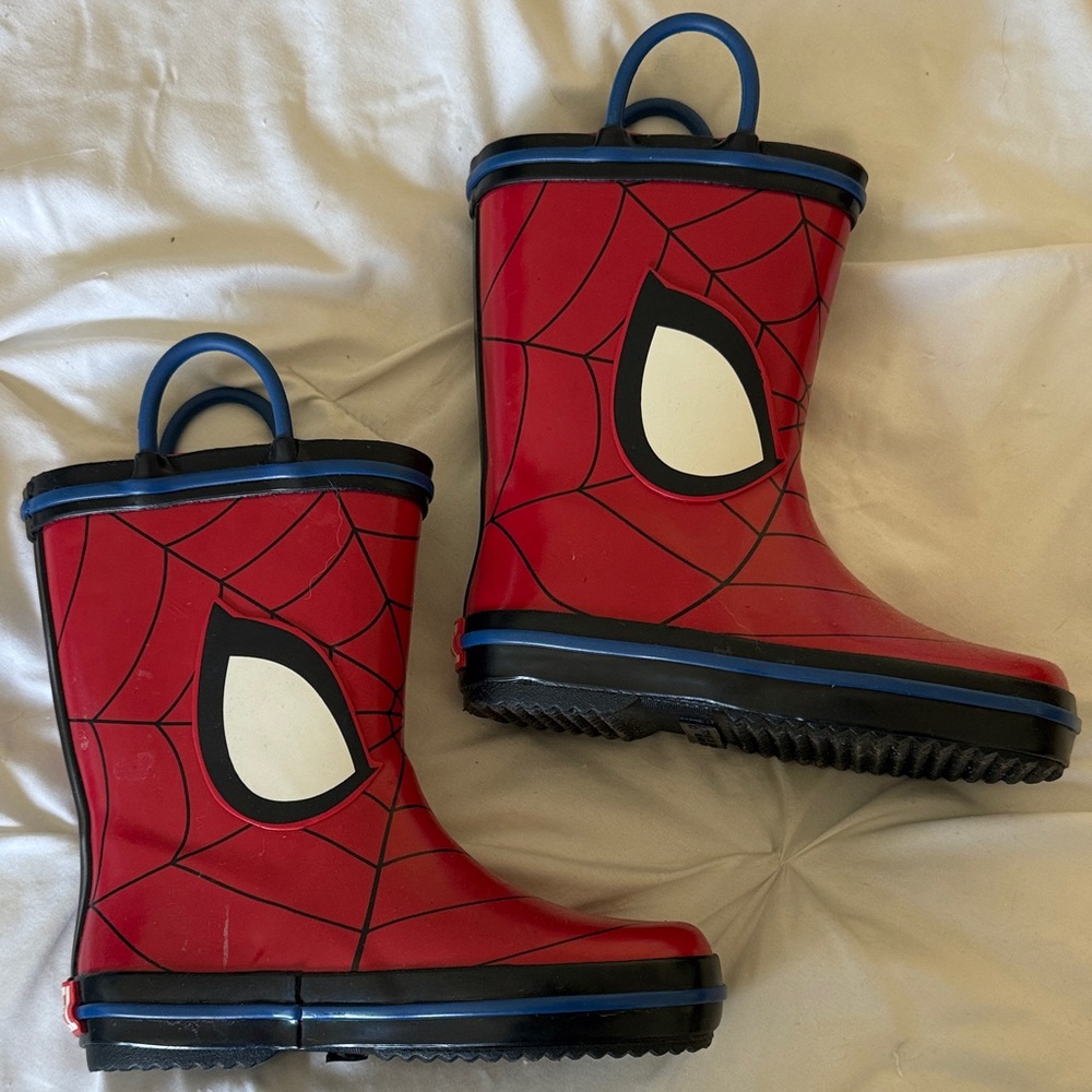 Kids Red Spider-Man Rain Boots with Web Detail
